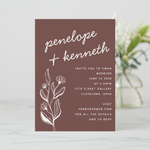 Moderne Boho Bloemen Aardige Herfst Bruine bruilof Kaart