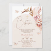 Moderne Boho Bloemen Bush Boog Doop Kaart (Voorkant)