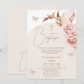 Moderne Boho Bloemen Bush Boog Doop Kaart (Voorkant / Achterkant)