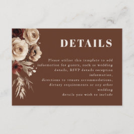 Moderne Boho Bloemen Details Huwelijk Informatiekaartje