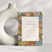 Moderne Boho Bloemen Gele Groene Aardse Bruiloft Kaart