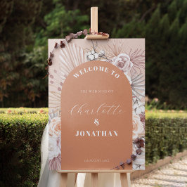 Moderne Boho Bloemen Herfst Bruiloft Welkomstborde Poster