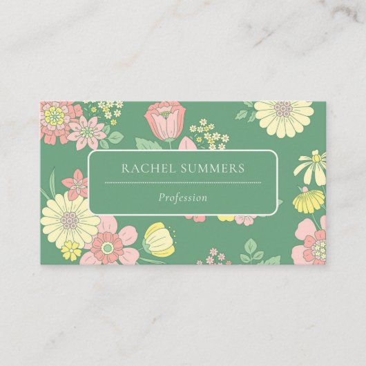Moderne Boho Bloemen Kleurrijk Visitekaartje (Voorkant)