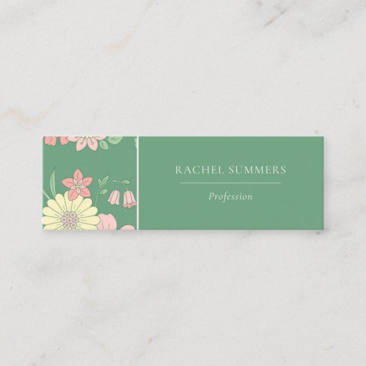 Moderne Boho Bloemen Kleurrijke QR Mini Visitekaartje (Voorkant)