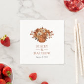 Moderne Boho Bloemen met Pot Terracotta Bruiloft Servet (Insitu)