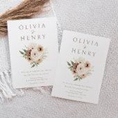 Moderne Boho Bloemen Minimale Bruiloft Kaart