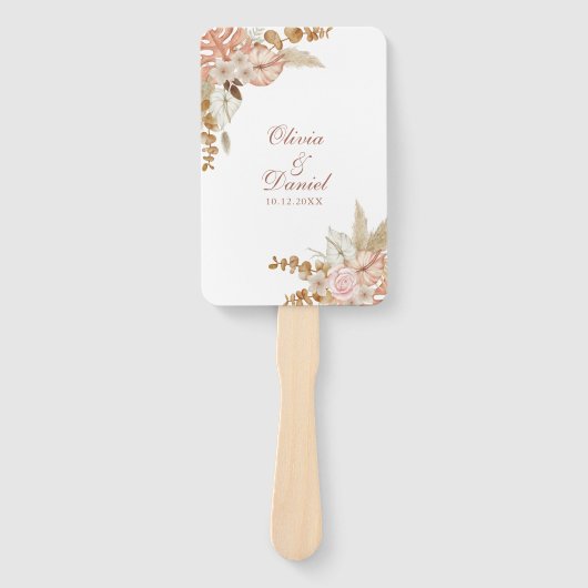 Moderne Boho Bloemen Pampas Grass Trouwprogramma Handwaaier (Voorkant)