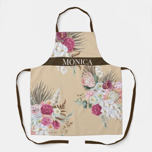 Moderne Boho Bloemen Schort (Voorkant)