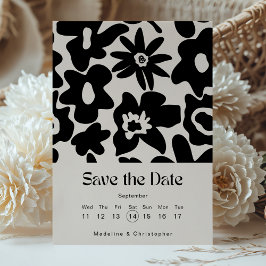Moderne Boho Bloemen Trouwkalender Bewaar de datum Save The Date