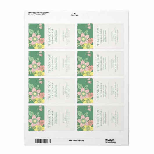 Moderne Boho Bloemen Verpakking Etiket (Full Sheet)