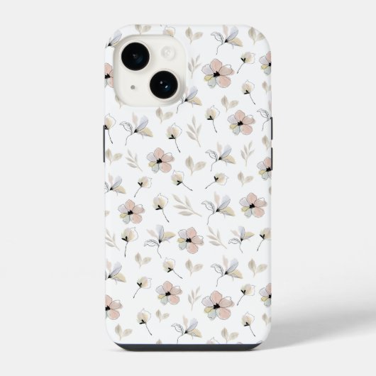 Moderne Boho Bloemendesign iPhone Hoesje iPhone 14 Hoesje (Achterkant)