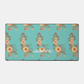 Moderne Boho Bloemenroze Bureaumat (Voorkant)