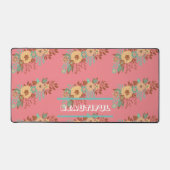 Moderne Boho Bloemenroze Bureaumat (Voorkant)