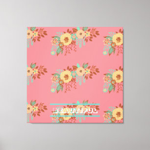Moderne Boho Bloemenroze Canvas Afdruk