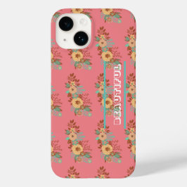 Moderne Boho Bloemenroze Case-Mate iPhone 14 Hoesje