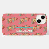 Moderne Boho Bloemenroze Case-Mate iPhone Case (Achterkant (horizontaal))
