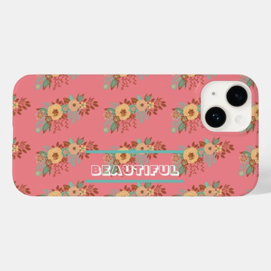 Moderne Boho Bloemenroze Case-Mate iPhone Case (Achterkant (horizontaal))