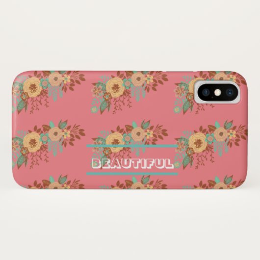 Moderne Boho Bloemenroze Case-Mate iPhone Case (Achterkant (horizontaal))
