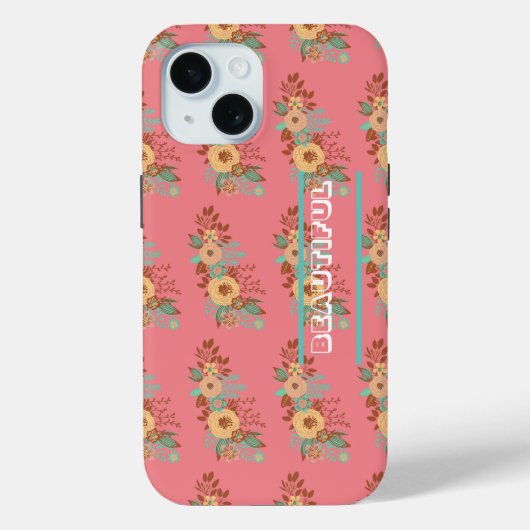 Moderne Boho Bloemenroze Case-Mate iPhone Case (Achterkant)