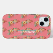 Moderne Boho Bloemenroze Case-Mate iPhone Case (Achterkant (horizontaal))