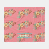 Moderne Boho Bloemenroze Fleece Deken (Voorkant (Horizontaal))