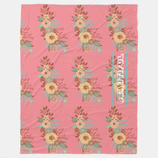 Moderne Boho Bloemenroze Fleece Deken (Voorkant)