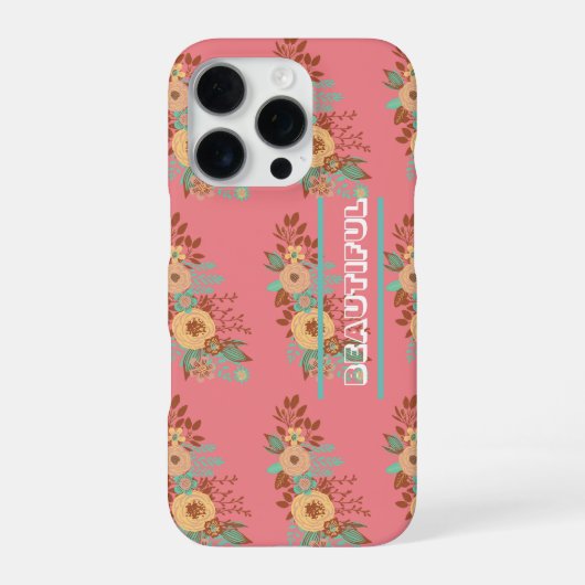 Moderne Boho Bloemenroze iPhone Hoesje (Achterkant)