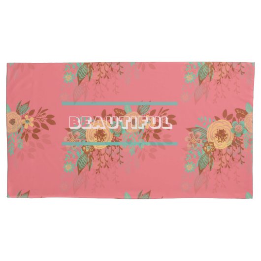 Moderne Boho Bloemenroze Kussensloop (Voorkant-Links)