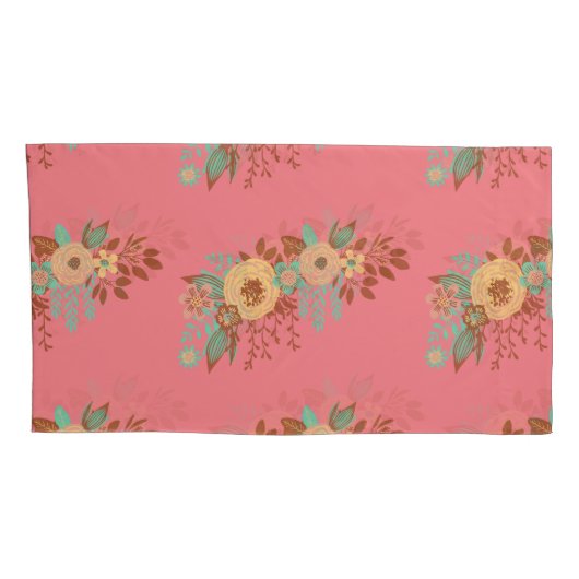 Moderne Boho Bloemenroze Kussensloop (Achterkant-Rechts)