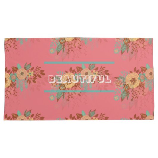 Moderne Boho Bloemenroze Kussensloop (Voorkant-Rechts)