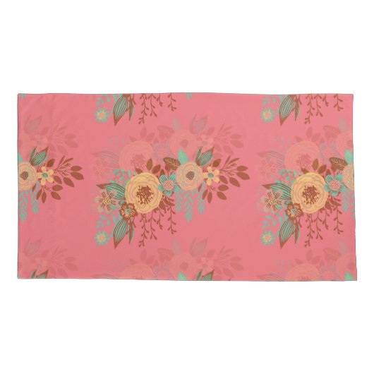 Moderne Boho Bloemenroze Kussensloop (Achterkant-Links)