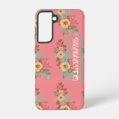 Moderne Boho Bloemenroze Samsung Galaxy Hoesje (Achterkant)