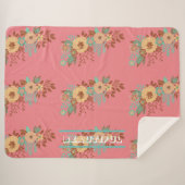 Moderne Boho Bloemenroze Sherpa Deken (Voorkant (horizontaal))