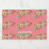 Moderne Boho Bloemenroze Sparkling Wijnetiket (Enkel label)