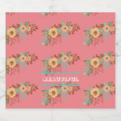 Moderne Boho Bloemenroze Sparkling Wijnetiket (Enkel label)