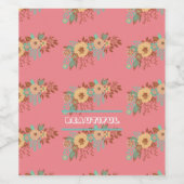 Moderne Boho Bloemenroze Wijn Etiket (Enkel label)