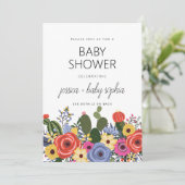 Moderne Boho Bloemige Baby Shower Uitnodiging (Staand voorkant)