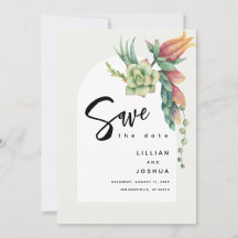 Moderne Boho Bloemige Botanische Succulente Huweli