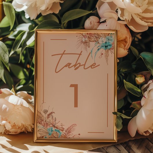 Moderne Boho Bloemige Bruiloft Kaart