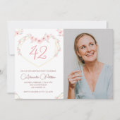 Moderne Boho bloemige foto 42e verjaardagsuitnodig Kaart (Voorkant)