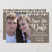 Moderne Boho Bloemige Foto Save the Date Kaart (Voorkant / Achterkant)