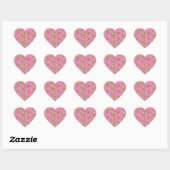 Moderne Boho Bloemige Huisdecoratie Hart Sticker (Vel)