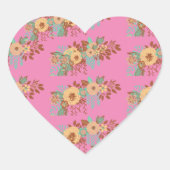Moderne Boho Bloemige Huisdecoratie Hart Sticker (Voorkant)