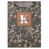 Moderne Boho Bloemige Monogram Naam Klembord (Voorkant)