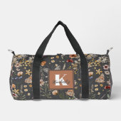 Moderne Boho Bloemige Monogram Naam Plunjezak (Voorkant)