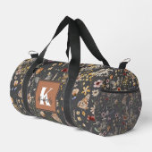 Moderne Boho Bloemige Monogram Naam Plunjezak (Rechterhoek)