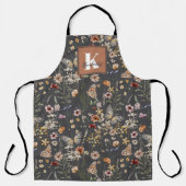 Moderne Boho Bloemige Monogram Naam Schort (Voorkant)