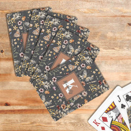 Moderne Boho Bloemige Monogramnaam Pokerkaarten