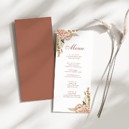 Moderne Boho Bloemige Pampagras Bruiloft Menu