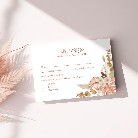 Moderne Boho Bloemige Pampas Gras Trouw RSVP Kaart